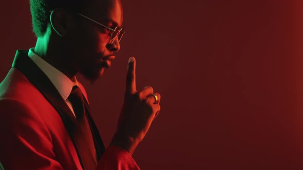 Stop Talking Man Secret Warning Hush Gesture Red alt