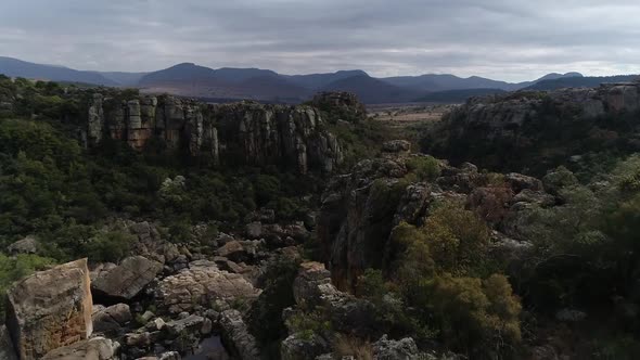Aerial view over the Treur River in Mpumalanga, south africa that forms part of the Blyde River cany alt