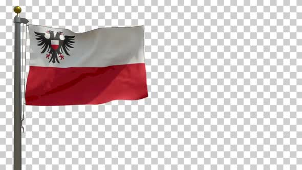 Lübeck City Flag (Germany) on Flagpole with Alpha Channel - 4K alt