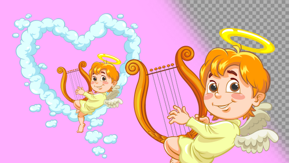 Cupid playing on harp