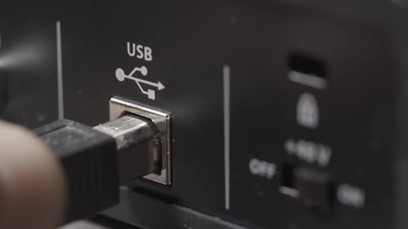 Insert USB Cable Into Port For Digital Signal Transmission alt