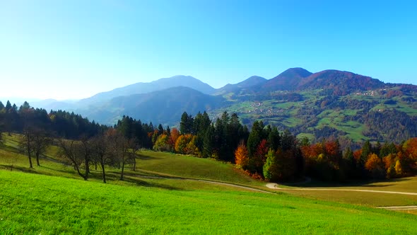 Hills and Valley Under Clean Autumn Sky
