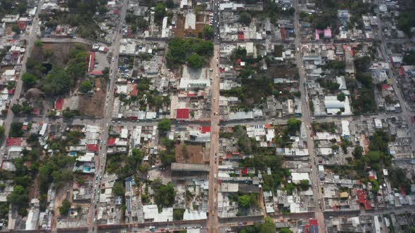 Aerial Birds Eye Overhead Top Down Panning View of Urban Neighbourhood alt