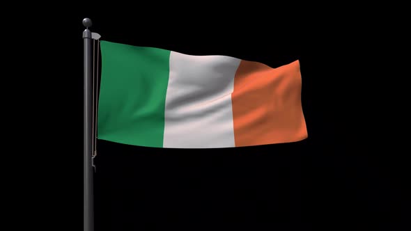 Ireland Flag On Flagpole With Alpha Channel alt