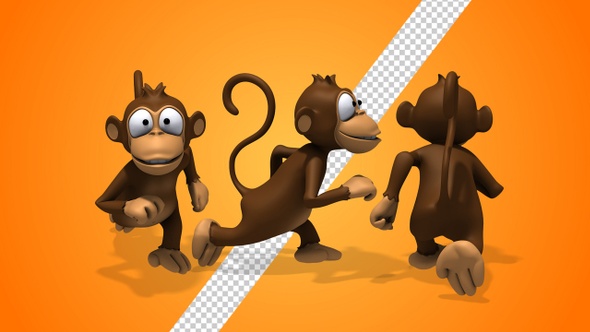 Cartoon Monkey 3d Character Run Cycle (3-Pack)