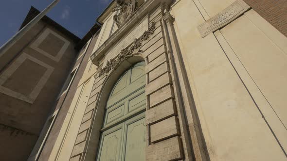 Low angle view of a church door alt