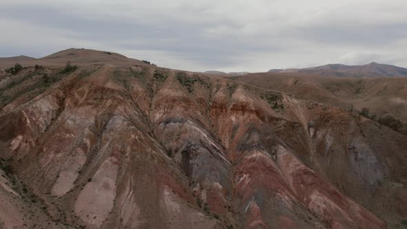 Kyzyl-Chin valley with red mountains also called as Mars valley in Altai