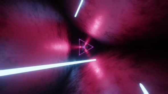 Abstract seamless looped animation of neon a dark tunnel.