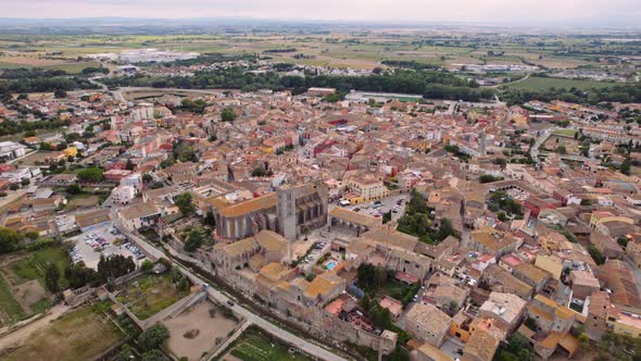 Drone Flight Over Castello D'Empuries Town alt