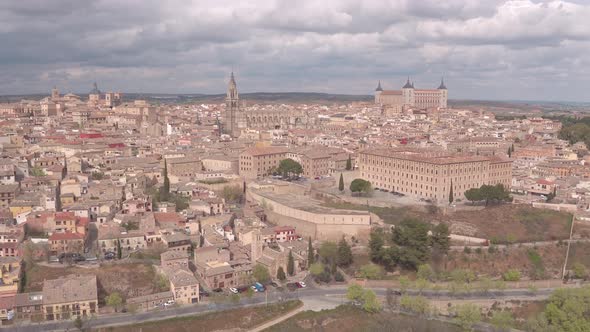 Aerial view of Toledo on a cloudy day alt