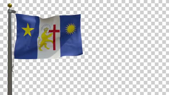 Recife City Flag (Brazil) on Flagpole with Alpha Channel - 4K alt