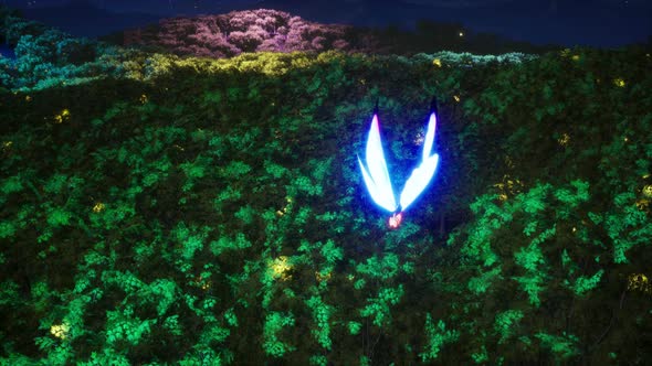 A Butterfly That Shines With Fireflies And Flies Over A Beautiful Forest (5)