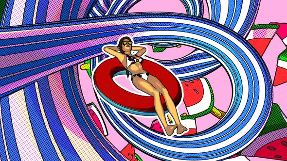 Summer tunnel with bikini girls alt