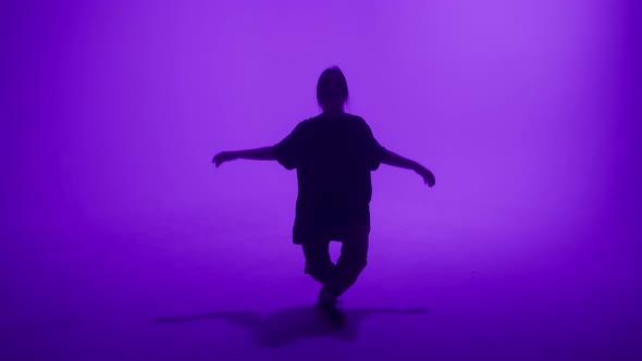 Talented Woman Dancing Contemporary on Background Changing Neon Color in Studio alt