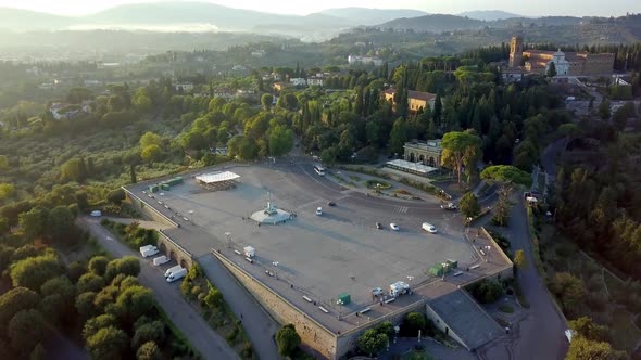 Hillside Piazzale Michelangelo in the south of Florence Italy offering a statue of David replica fou alt