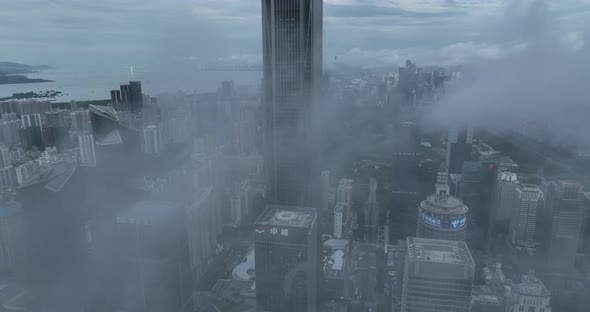 Aerial footage of landscape in shenzhen city, China alt