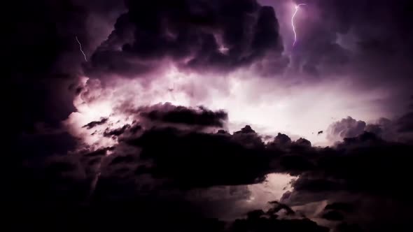 4 K Time Lapse, Spectacular Thunderstorm Lightning Strikes Dark Night (21)