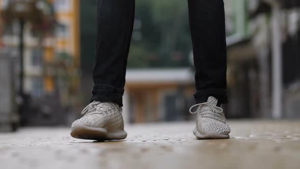 Male Dancer Legs Performing Dance on City Street alt