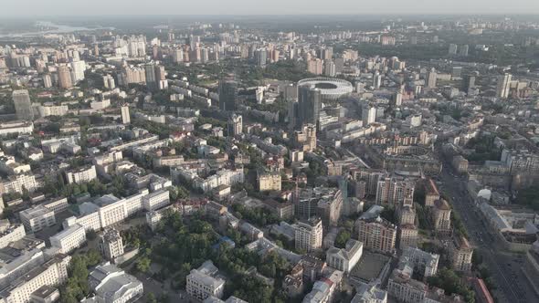 View of Kyiv From Above. Ukraine. Aerial View, Gray, Flat alt
