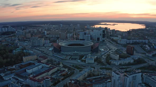 Aerial View of the City at Sunset alt