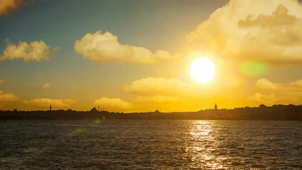 Istanbul. Sunset in Turkey. 4K High quality footage.