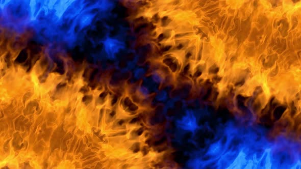 Fire flames on black background