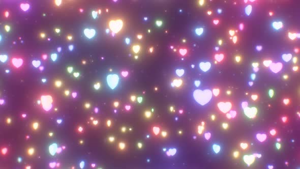 Falling Rainbow Love Heart Shapes Spinning Colorful Abstract Concept - 4K alt