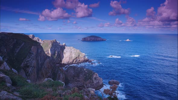 Coast at Cabo de Penas in Asturias, Spain. Timelapse alt