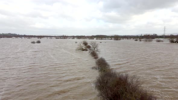 Aerial View of Flooding in the UK During the Winter Causing Devastation  alt