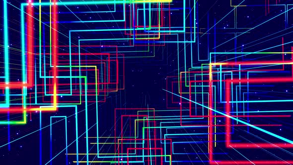 Motion Graphic Camera Fly Throungh Abstract Art Space Multilayer Structure with Pattern and alt