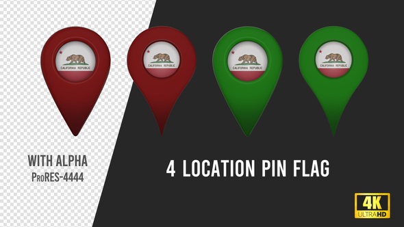 California State Flag Location Pins Red And Green alt
