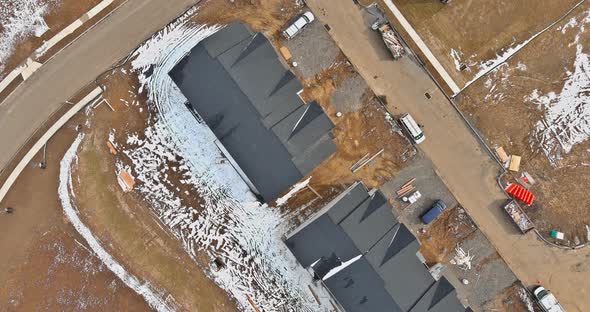 New Home Development Construction Site Unfinished Houses alt