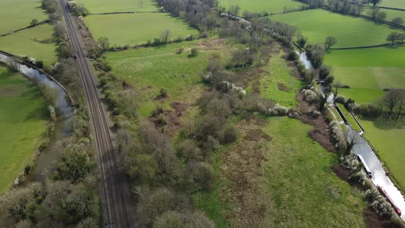 Kingswood Junction Canal Railroad M40 Motorway Lapworth Link Aerial View Warwickshire Spring Season