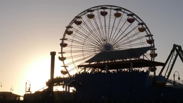 Sunset over Santa Monica Beach Los Angeles California USA alt