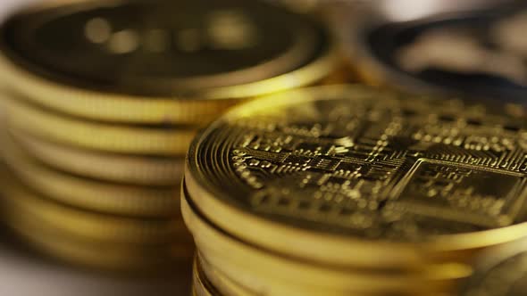 Rotating shot of Bitcoins alt