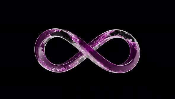 Loop Glass Infinity Inside Pink Liquid with Foam with Alpha Channel alt