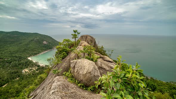 Trees Grow on the Rocks on Viewpoint Bottle Beach, Koh Phangan, Thailand alt