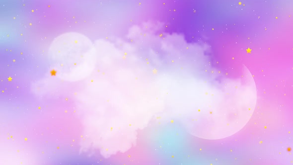 Pastel Galaxy Backround with Flying Stars and Planets alt