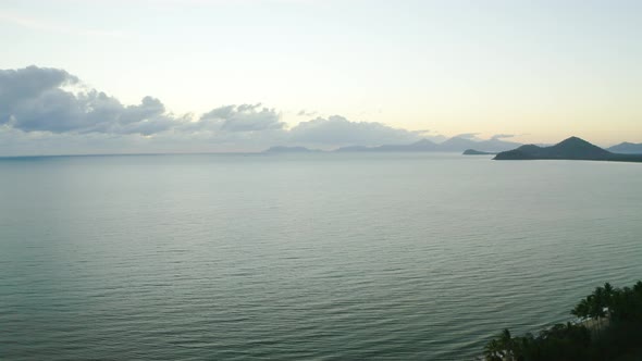  Aerial View On Ocean Coast Near Palm Cove Early In The Morning Before Sunrise In Cairns, Queensland