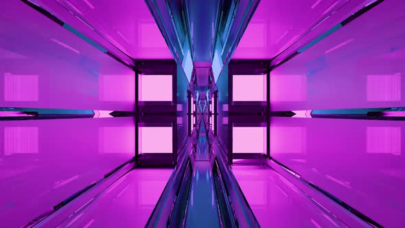 A 3D Illustration of  FHD 60FPS of Neon Purple Corridor