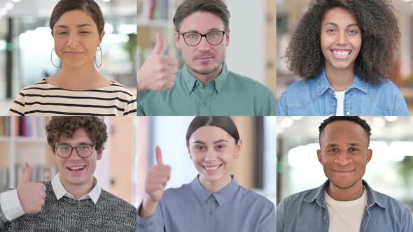 Collage of Multiple Race People Showing Thumbs Up Sign alt