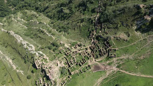 Abandoned Village High in the Gamsutl Mountains in Dagestan Filmed on a Drone