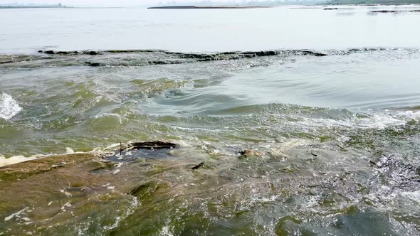 Close river bank flowing water