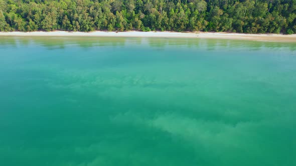 4K aerial view from a drone. coast with turquoise waters and beautiful beaches. alt