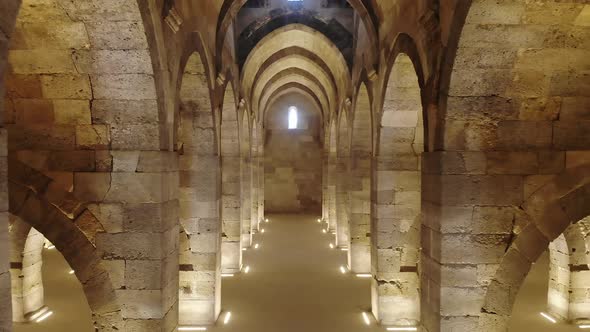 Interior of Historical Monumental Building With Stone Arches and Domes alt