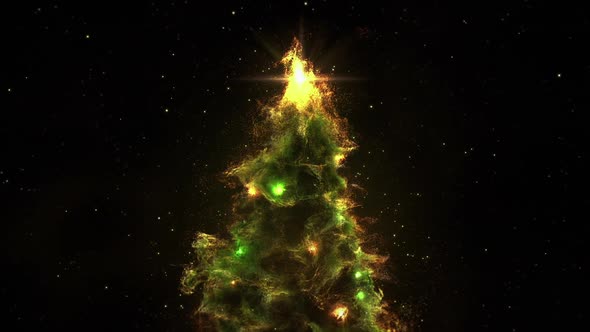 Green Yellow Nebula Christmas Fir Tree background HD resolution.