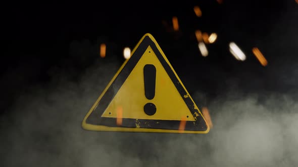 Exclamation Mark Sign Over a Smoky Background