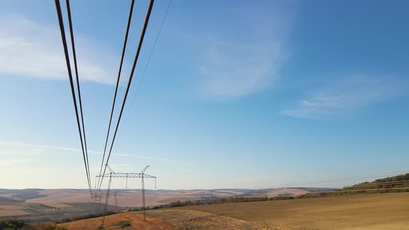 Electric Power Lines Divided By Safe Guard Insulating Frame Transfening Safely High Voltage alt