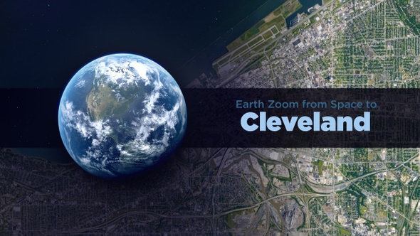 Cleveland (Ohio, USA) Earth Zoom to the City from Space