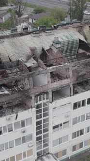 Vertical Video of a House That Was Damaged During the War in Ukraine alt